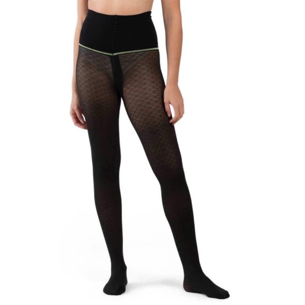 Sheertex Latticed Semi Opaque Black Women's Tights sz medium